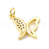 Brass Micro Pave Clear Cubic Zirconia Butterfly Charms ZIRC-F132-94G-2