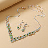 Teardrop Alloy Rhinestone Pendant Necklaces & Stud Earrings Sets FS-WG31B3E-01-1