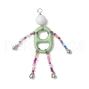 Natural White Jade & Acrylic & Glass Seed Beaded Human Big Pendants PALLOY-JF03500-2