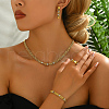 Retro Vintage Stainless Steel Cubic Zirconia Chain Bracelets & Earrings & Necklaces & Rings Sets for Women PB7445-3