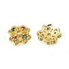 Flower Brass Micro Pave Cubic Zirconia Bead Caps KK-K300-01C-G-2