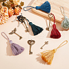 GOMAKERER 24Pcs 12 Colors Polycotton Tassel Pendants Hanging with Tibetan style Alloy Pendant FIND-GO0002-85-4