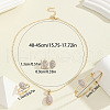 Bohemian Style Alloy & Crystal Rhinestone & Plastic Pearl Pendant Necklace & Stud Earring & Cuff Bangle & Ring Sets FS-WG7DE97-01-4