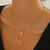 Stainless Steel Inverted Triangle Hollow Pendant Double Layer Necklaces for Women KA5350-3