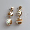 Alloy Raffia Round Beaded Dangle Stud Earrings FS-WG4318B-04-1