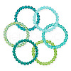6Pcs 6 Styles 8mm Glass Round Beaded Stretch Bracelet Sets BJEW-TAC0025-2