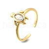 Ocean Theme Brass Micro Pave Cubic Zirconia Cuff Rings for Women RJEW-F184-17B-G-2