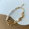 Brass Micro Pave Clear Cubic Zirconia Oval with Tulip Link Bracelets for Women FS-WG76AA2-02-1
