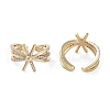 Bowknot Brass Micro Pave Clear Cubic Zirconia Open Cuff Rings RJEW-G301-04G-2