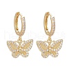 Brass Micro Pave Clear Cubic Zirconia Huggie Hoop Earrings EJEW-K083-24G-1