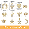 CHGCRAFT 48Pcs 12 Styles Rack Plating Alloy Pendants FIND-CA0007-29-2