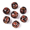 Printed Natural Wood Beads WOOD-N018-07D-1