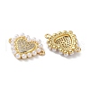 Brass Micro Pave Clear Cubic Zirconia Heart Links KK-M287-02G-2