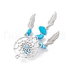 Synthetic Turquoise Dream Catcher Pendants PALLOY-MZ00709-04-4