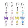 Acrylic & ABS Plastic Imitation Pearl & Tibetan Style Alloy Charms Mobile Straps HJEW-JM03112-2