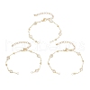 304 Stainless Steel & Brass Clear Cubic Zirconia Flat Round Link Chain Bracelet Making AJEW-JB01341-1