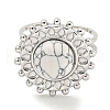 304 Stainless Steel Synthetic Turquoise Cuff Rings G-Z056-08P-01-2