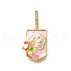 Brass Micro Pave Cubic Zirconia & Enamel Pendants KK-R222-16G-03-1