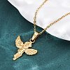 304 Stainless Steel Cupid Pendant Necklaces NJEW-H059-31G-3