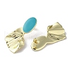 Rack Plating Real 18k Gold Plated Brass Oval Stud Earrings with Enamel EJEW-M237-02G-01-2