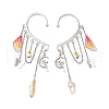 Wing Resin & Natural Quartz Crystal Points Beaded Dangle Earrings EJEW-TA00522-1