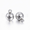 201 Stainless Steel Round Ball Charms X-STAS-H376-34-2
