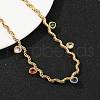 304 Stainless Steel Rope Chain Colorful Cubic Zirconia Tassel Necklaces for Women NJEW-V015-01G-A-5