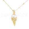 Natural Pearl Ice Cream Cone Pendant Necklace with Brass Satellite Chains for Women NJEW-T015-01G-3