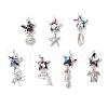 7Pcs 7 Styles Dyed Synthetic Turquoise Starfish & Alloy Sea Animals Pendants PALLOY-JF03754-05-1