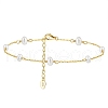 925 Sterling Silver Cable Chain Anklet with Oval Natural Freshwater Pearls for Women AJEW-F162-003G-1