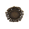 Vintage Adjustable Iron Flower Finger Ring Components Alloy Cabochon Bezel Settings PALLOY-O036-01AB-NF-1