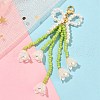 Bowknot & Flower Glass Seed Pendant Decoration HJEW-TA00311-01-2