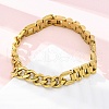 304 Stainless Steel Cuban Link & Panther chain Bracelets for Women Men BJEW-R018-11G-1
