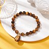 Natural Tiger Eye Stretch Bracelets with Teardrop Charms for Women BJEW-JB10110-03-2