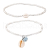 2 Styles Summer Natural Pearl & Round Glass Seed Beaded Stretch Anklets AJEW-AN00670-02-2
