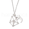 304 Stainless Steel Empty Macrame Pouch Star Moon Pendant Cable Chain Necklace Making NJEW-JN05281-01-2
