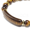 Natural Tiger Eye Rectangle Beaded Stretch Bracelet BJEW-JB08982-04-4