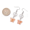 Transparent Spray Painted Glass Beads with ABS Plastic Imitation Pearl Beads and 304 Stainless Steel Earring Hooks and 304 Stainless Steel Eye Pin Earrings EJEW-JE06432-3