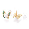 Brass Natural Pearl Stud Earrings PEAR-N020-08E-3