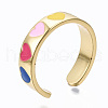 Brass Enamel Cuff Rings RJEW-S045-076-NR-3