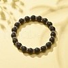 Natural Lava Rock Stretch Bracelet with Crystal Rhinestone Beads BJEW-JB08191-02-2