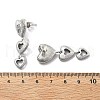 Heart 304 Stainless Steel Clear Cubic Zirconia  Dangle Stud Earrings EJEW-D319-17P-5