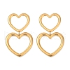 304 Stainless Steel Hollow Heart Dangle Stud Earrings EJEW-Z096-03G-2