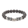 Natural Lava Rock & Synthetic Hematite Stretch Bracelet with Alloy Tube Beaded BJEW-JB08319-02-1