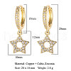 Clear Cubic Zirconia Star Dangle Hoop Earrings EJEW-OY001-18G-2