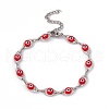 304 Stainless Steel Horse Eye Link Chain Bracelet with Resin Evil Eye Beaded for Women BJEW-F439-01P-2