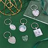 Unicraftale 1 Set Heart & Flat Round & Oval & Square Alloy Keychains KEYC-UN0001-11-3