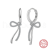 925 Sterling Silver Micro Pave Clear Cubic Zirconia Hoop Earrings STER-P065-08P-1