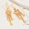 Fashionable Brass Coin with Heart Tassel Hoop Earrings AY1961-5