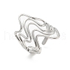 304 Stainless Steel Wave Open Cuff Ring for Women RJEW-M025-01P-4